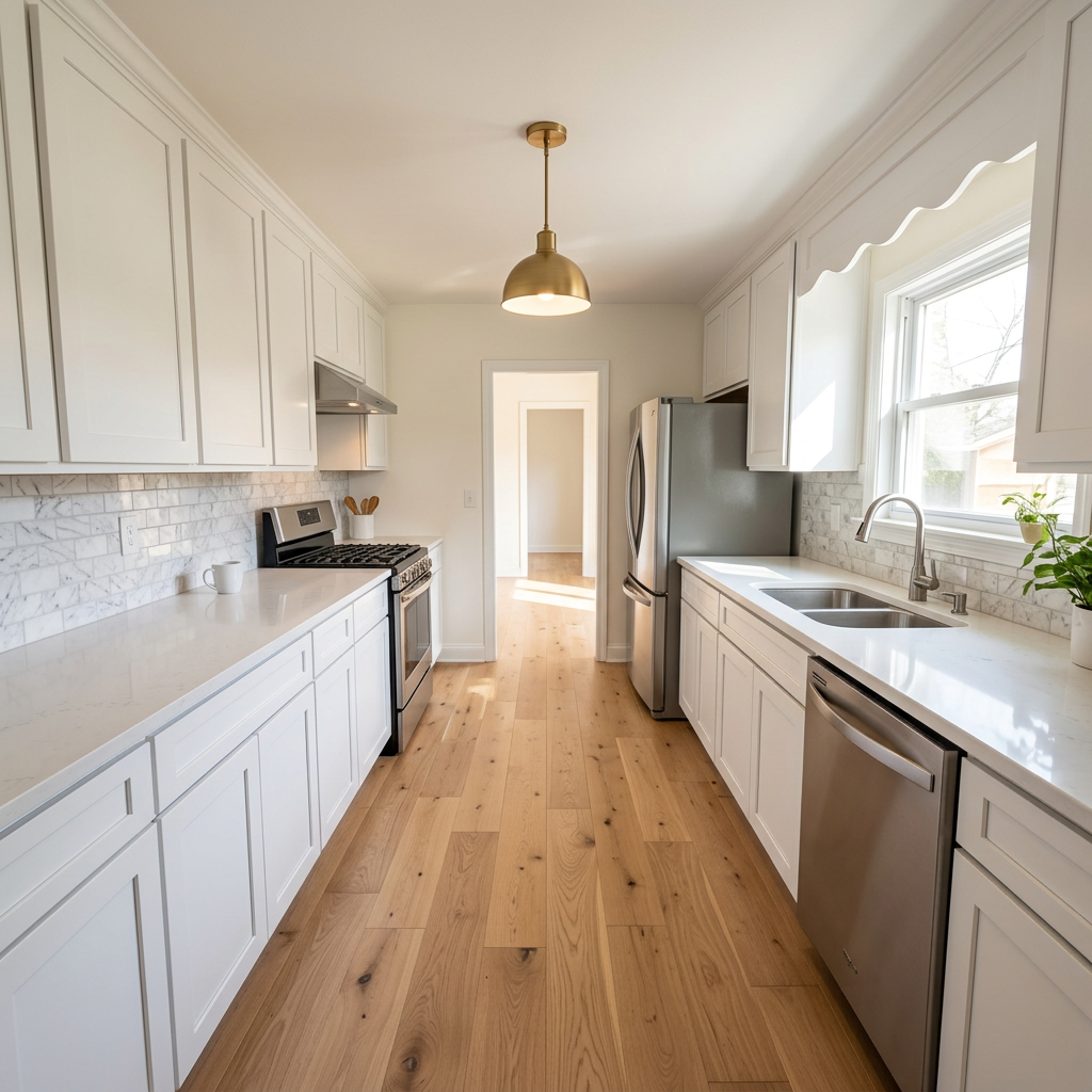 Modern white kitchen after remodel
